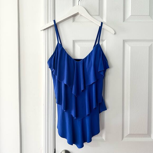 Magicsuit Cobalt Blue Rita Ruffle Tankini Swim Top 6006044 Size 10 Beach Pool - Picture 2 of 8